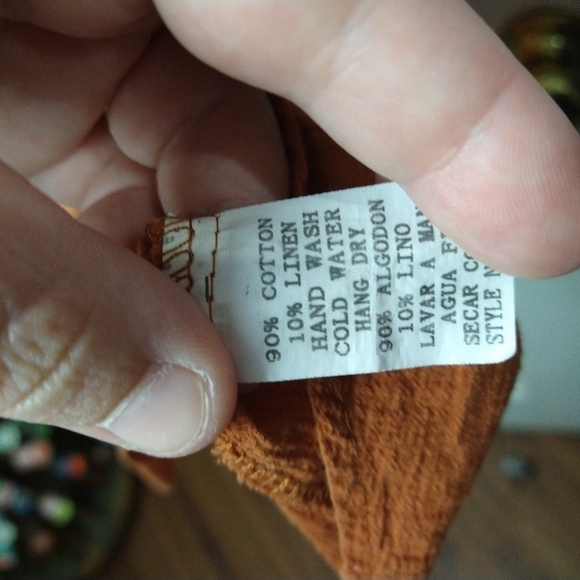 Monoreno burnt orange 3/4 sleeve front button collared shirt. Size S - Picture 5 of 9